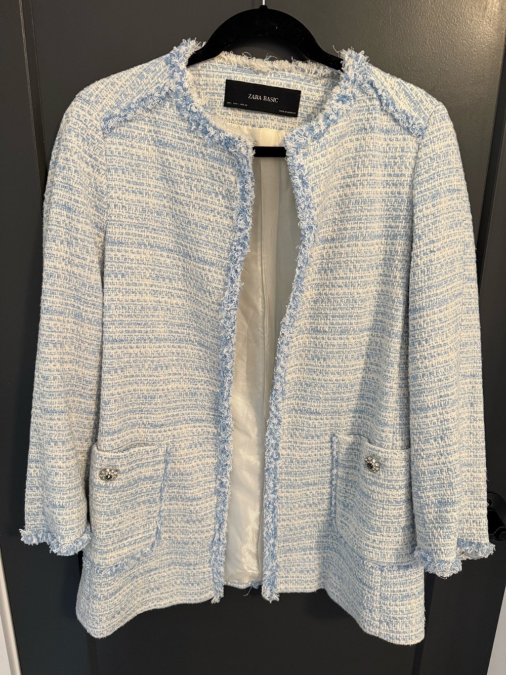 Zara Light Blue Tweed Jacket